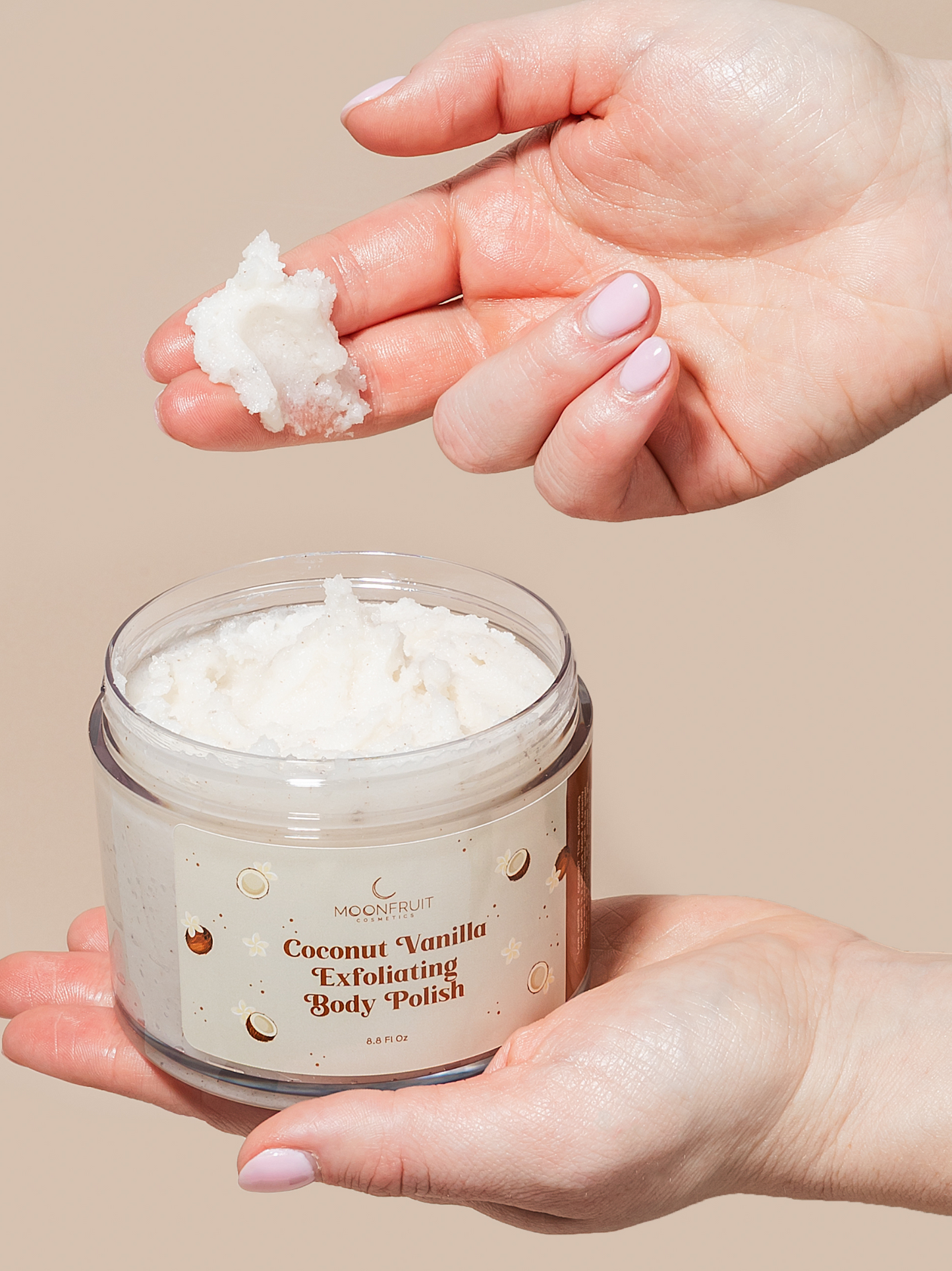 Coconut Vanilla body scrub– This 8 oz jar Made with natural ingredients, this whipped body polish gently removes dead skin cells while deeply moisturizing, leaving your skin soft, smooth, and delicately scented with tropical coconut and warm vanilla. Perfect for a refreshing summer glow or everyday self-care rituals.