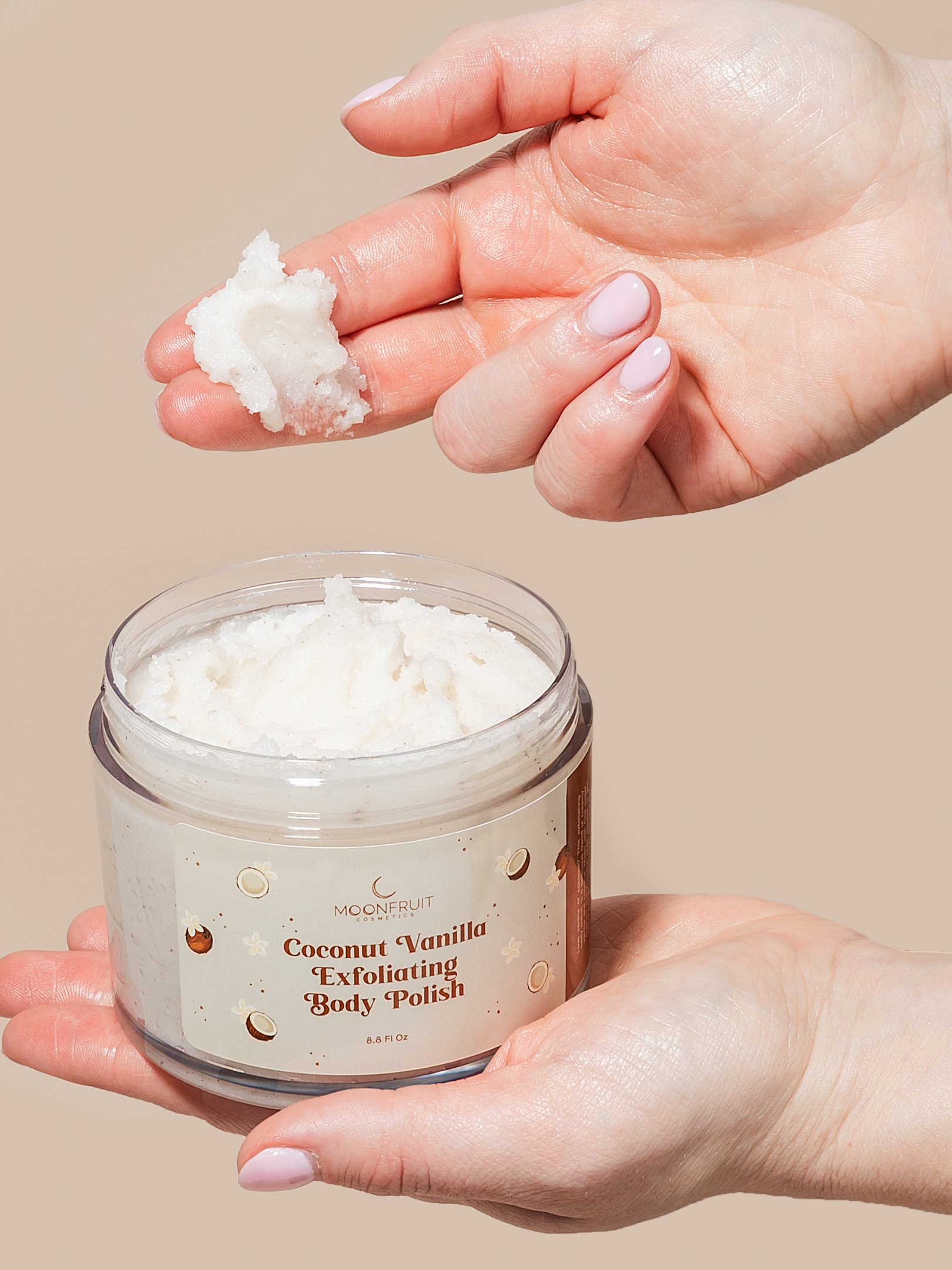 Coconut Vanilla body scrub–  This 8 oz jar Made with natural ingredients, this whipped body polish gently removes dead skin cells while deeply moisturizing, leaving your skin soft, smooth, and delicately scented with tropical coconut and warm vanilla. Perfect for a refreshing summer glow or everyday self-care rituals.
